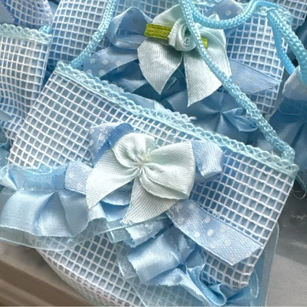 Blue Fabric Baskets For Baby Shower Favors 13 pc
